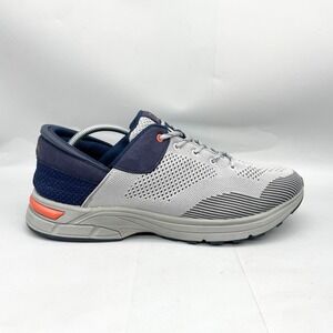 Zeba Mens 14 Hands Free Shoes Grey Navy Blue Orange Knit Slip On Sneakers Walk
